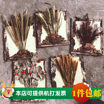 Kindergarten Huanchuang material wall decoration Mural wall decoration Retro European-style old bark dried flower wood board wall hanging