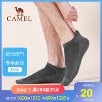 Camel mens socks short socks thin section sweat-absorbing non-slip low socks Student summer sports short tube boat socks 3 pairs