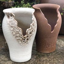 High pile retro meaty gap high cliff pile Jingdezhen ceramic high tube floor flower pot old pile broken pottery long strip