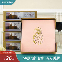 Floor stall colorful napkin printed paper towel hotel set-up table cloth decorative placemat pineapple bronzing 50 sheets per box