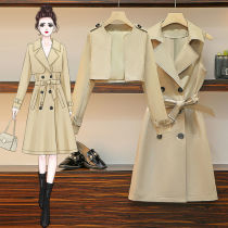 Single size women's windbreaker women's long autumn new temperament fashion waist slim coat women's two-piece set