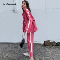 Rsemnia sports and leisure suit womens autumn new thin loose Western style outdoor exercise running two-piece set