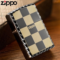 Original imported kerosene lighter zippo genuine black ice zppo grid men Business lettering ZP