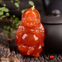 Natural Amber chicken oil yellow raw ore smiling face Buddha old beeswax nothing brand water drop pendant men and women necklace