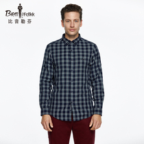Biyin Lefen mens new shirt plaid fashion casual long sleeve top business