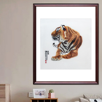 Ingenuity Suzhou Embroidery Remote Thinking of Tiger Home Decoration Hanging Painting Craft Gift Collection Gift Embroidery Silk