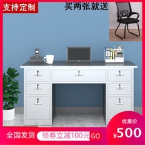 304 stainless steel desk thickened computer desk with drawer working desk home cashier learning table