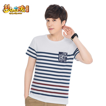 Dream Stripe Short Sleeve T-shirt-Swordsman (White) Mens Summer Dress Pure Cotton Netease Game Impression Official Around