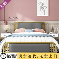  Modern simple wrought iron bed Childrens princess 1 21 51 8 meters iron frame bed Nordic light luxury single double steel wood bed