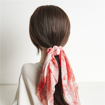 Pony ribbon hair rope Korean style 2021 new tie-dyed fabric streamer square towel colon ring hair rope tie head Hairband
