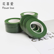 Wire mesh flower green paper glue Handmade dly material rose bouquet rod iron wire simulation floral package flower rod with green tape