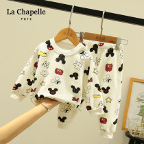 Lashabel Childrens Lingerie Kids Kids Pure Cotton Autumn and Sweater Pajamas Boys and Girls Fall and Winter