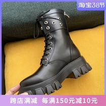 Clear bin Martin boots female Inlenty wind pine muffins with high help rivets Locomotive Boots COOL TIDE ZHAO LIEYING SHORT BOOTS