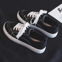 2021 summer new trendy shoes ulzzang black canvas shoes womens shoes Korean version of Joker students small white shoes board shoes