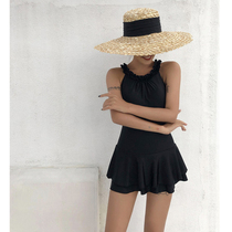 Swimsuit female Conservative student one-piece swimsuit slim covered belly sexy small chest steel support gathering skirt backless swimsuit