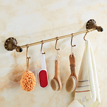 Antique all copper hanging towel bar non-perforated towel rack towel hanging paste toilet single rod adhesive hook kitchen hanger