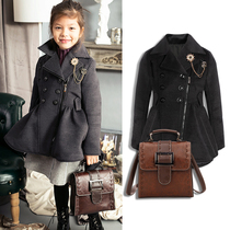 Le Wenxi Autumn and Winter Girls Big Boys Coat Wool British Solid Color Moderate Mid-length New Coat Girls 7