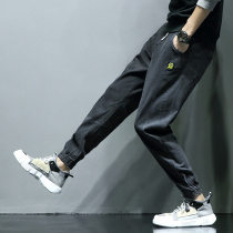 Trendy brand jeans mens loose overalls sports mens pants trend plus velvet thickening autumn and winter large size lace-up