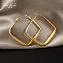 Box frosted big earrings female retro Hong Kong wind Net red temperament earrings Korean simple earrings personality earrings earrings