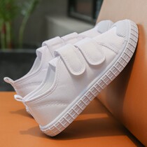 Children White Shoes Kindergarten Little White Shoes Pure Color Girl White Ball Lens Structure Smear Call Letter