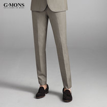 Jiomong mens light yellow straight tube pants Han edition suit pants business dress suit suit suit