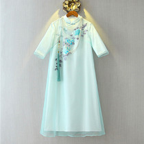 Xiaoshan House Classical Chinese style women 2019 spring and summer new dignified and beautiful embroidery improved long cheongsam dress