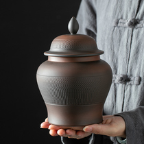 Large large-capacity purple pottery tea cans empty cans ceramic storage tanks tea cans white tea Puer tea