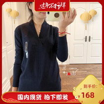 (Spot) Canadian TOMMY Ms. Tommy Basic Small V-Neck Temperament Backing Shirt Knitted Shirt