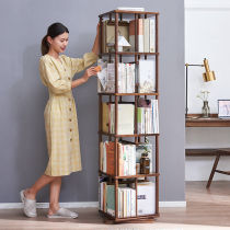  Jiayi solid wood rotating bookshelf Living room shelf Storage bookcase 360-degree creative corner floor-to-ceiling storage bookshelf