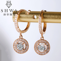 Poetry Hwa Jewelry 18K Gold Moonwheel Diamond Earrings Earrings Earrings Buttons Women Real Diamond Gold Brick Stone Earrings Earrings Pendant