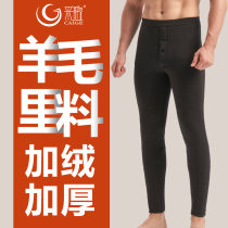 Pick Song Men Winter Warm Pants Plus Suede Thickened Wool Pants Double internal wearing suede pants Northeast big code High waist cotton pants