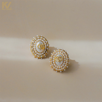 Pearl earrings female niche design advanced sense 2021 New Tide small fragrant wind earrings retro harbor wind earrings female