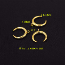 Copper Plated Real Gold Meniscus Moon Pendant DIY Ornament C Glyph Small Pendant Ornament Bracelet Necklace Accessories