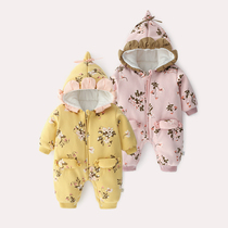 Baby conjoined clothes autumn winter suit for outings Thickened Female Baby Cotton Clot Cotton Padded Jacket Winter Cotton Clothing