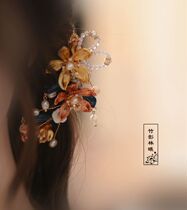 Bamboo Film Forest Light Hair Clip Rear Brain Spoon Original Design Gold Thread Winding Flower Personality Design Sense Head Trim Clip