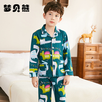 Childrens pajamas Boys cotton long-sleeved spring and autumn thin section boys children middle and large children cotton home clothes set autumn