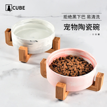 Cat bowl cat pet ceramic bowl not black chin cat food pet supplies teddy dog solid wood anti-knock Pet Bowl