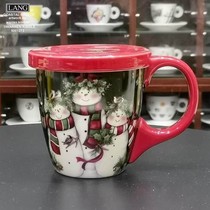 American original single LANG multi-use tea filter cup Latte milk special painted coffee set cup Christmas snowman coffee cup