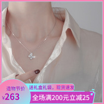 s925 sterling silver butterfly necklace Feminine temperament simple ins cold wind clavicle chain Niche design sense Light luxury pendant