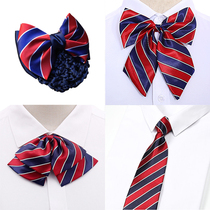 Korean mens dress professional work clothes lazy zipper tie bow tie tie female collar set matching