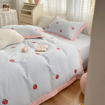 Brief Joins Embroidered Pure Cotton Full Cotton Four Pieces Of Pure Color Sheet Covered With Hood Four Pieces Princess Wind Quilt Cover Four Sets