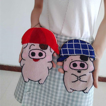  Female Korean version of Mcdull pig doll mobile phone bag shake sound messenger bag Cute cartoon bag parent-child messenger bag