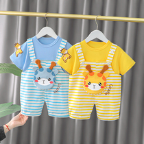 Infants and young children dragon and phoenix siblings summer newborn baby overalls two-piece suit boys and girls with the same style