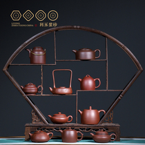 Centennial Liyong Yixing purple clay pot full hand-made teapot Gu Jingzhou original Mu Gu re-engraved suit purple clay pot