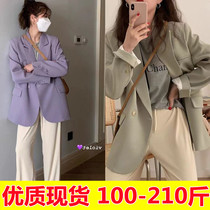 2022 springtime advanced senses small suit jacket woman fat mm200 catty Korean version big code Loose Fried Street Casual West Suit