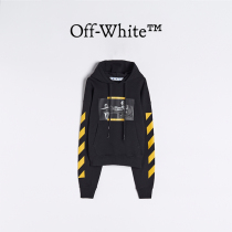 OFF-WHITE Mens Black Caravaggio Oil Painting Diagonal Stripes Long Sleeves Loose even Hood Clothing
