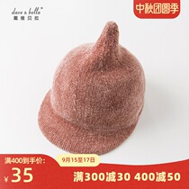 davebella David Bella baby childrens clothing winter girls hat pink double knitted short eaves wool hat