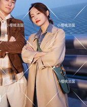 SANDRO 19 spring and summer vacation two denim stitching suit collar windbreaker jacket Zhang Jiani with M9770E