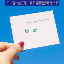 Pure Silver Earrings Woman Temperament Korea Personality 100 Hitch Brief Blue Whale Dolphin Tail small frescoed student ear nail