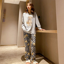 VIRRI CIAGA pyjamas female spring autumn pure cotton long sleeve thin net red pops spring ins small bear family clothes